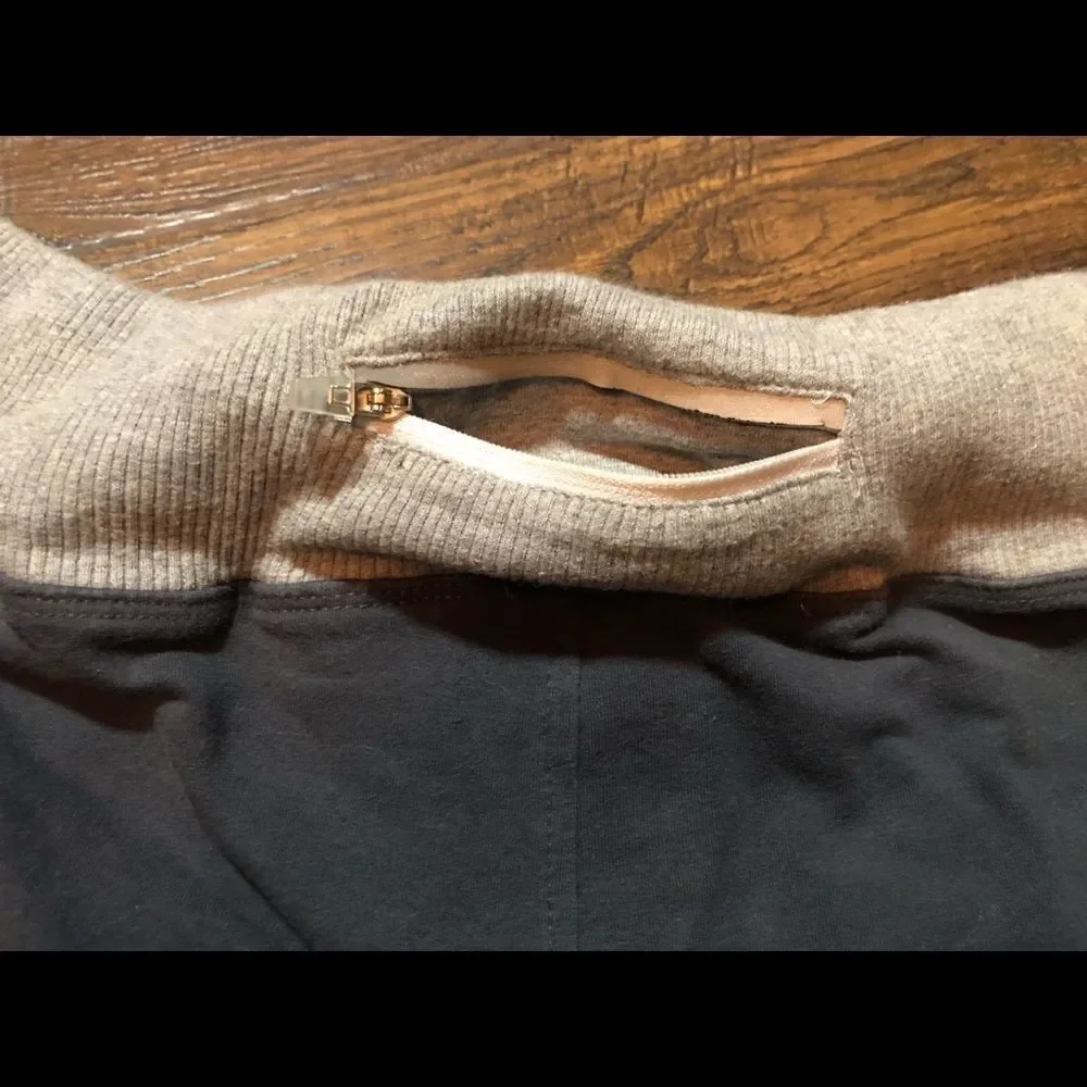 Mondetta Blue and gray cotton/spandex shorts with small zipper in back for a key